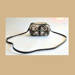 AUTH Burberry Plaid Canvas Cross Body Shoulder Bag